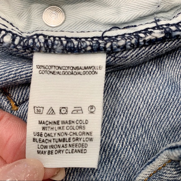 Free People Light Wash Raw Edge Hem Jean Shorts 26 - Picture 3 of 7